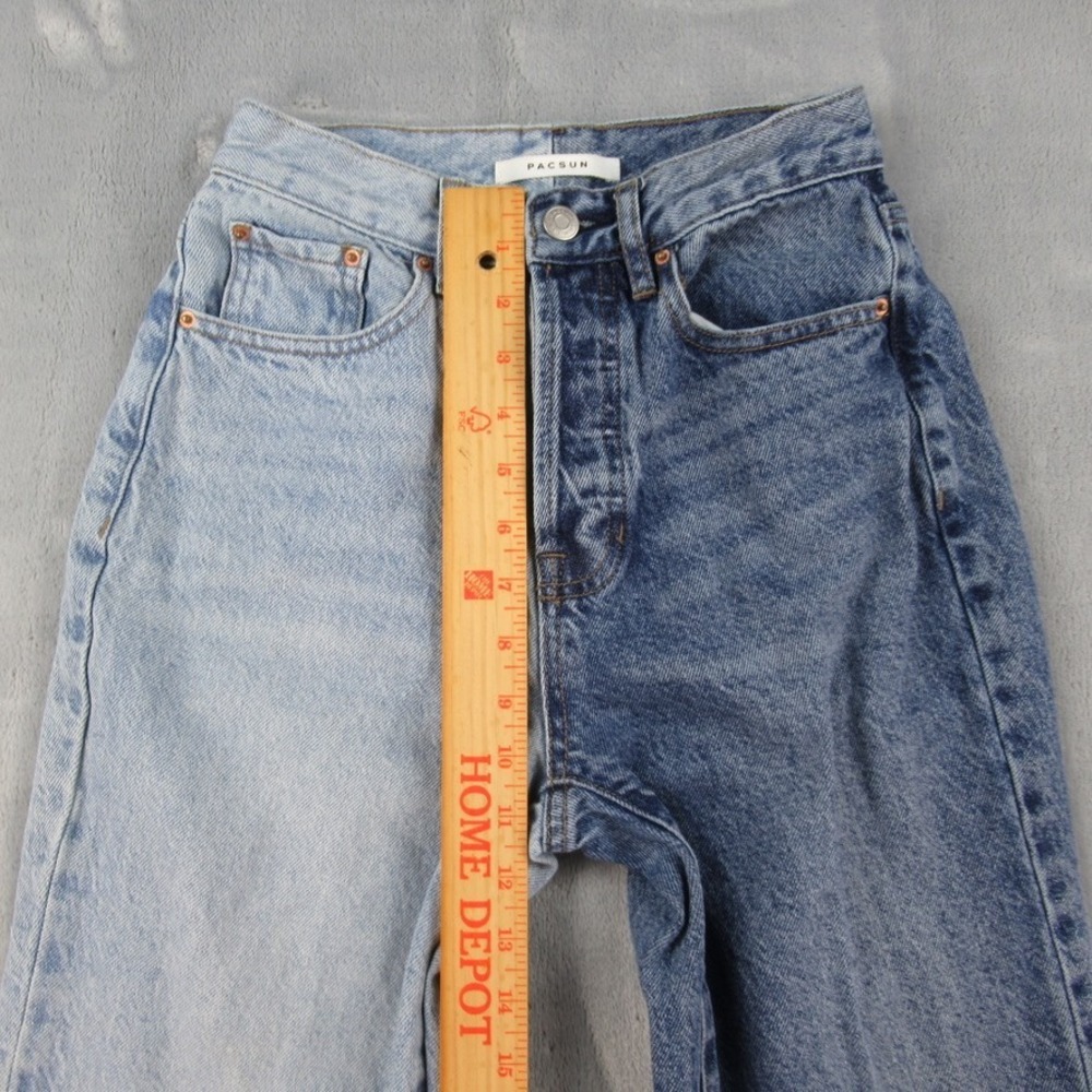 PacSun Two Tone Colorblock Dad Jean High Waisted Blue Denim Size 24 RN090233 - Picture 5 of 13